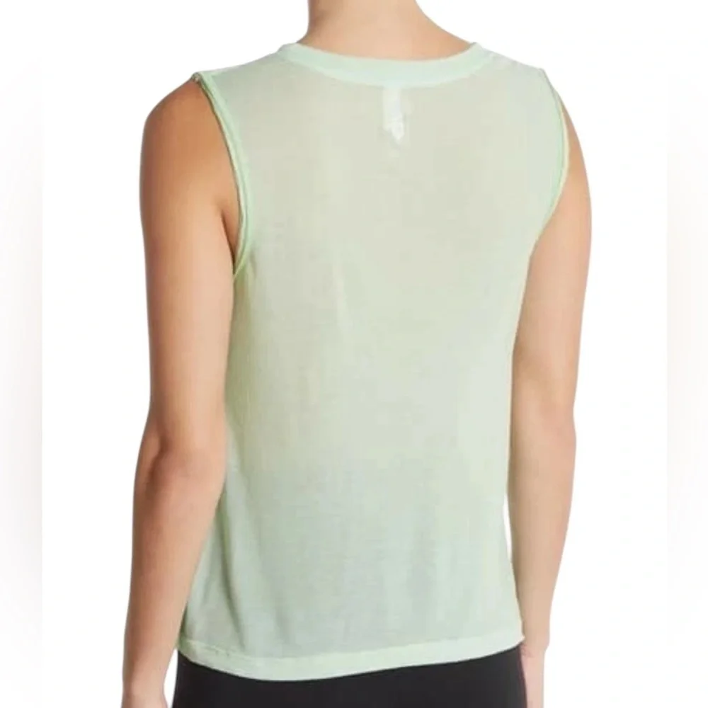 Free People Women's Green Mist Ribbed Om Crew Neck Tank Top
